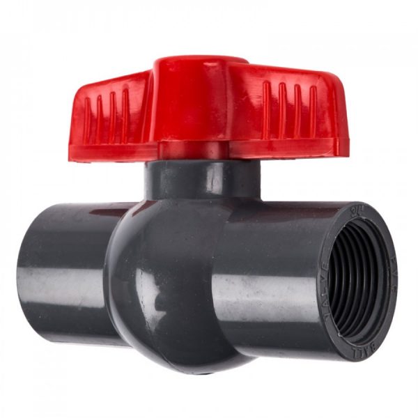 threaded compact one piece ball valve for the control of liquid flow